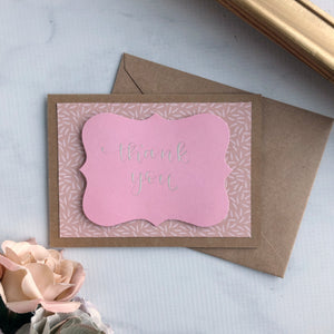 Thank You Card - Mauve Feathers (Light Pink)
