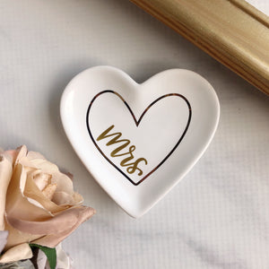 IMPERFECT Mrs Heart Shaped Ring Dish