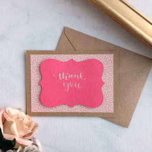 Thank You Card - Mauve Feathers (Dark Pink)