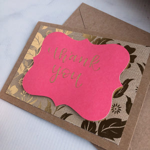 Thank You Card - Gold Florals
