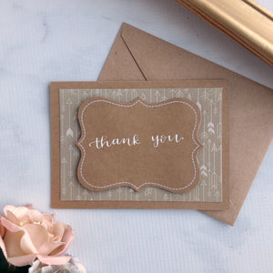 Thank You Card - Tan Arrows
