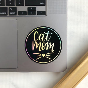 Cat Mom Holographic WATERPROOF Sticker