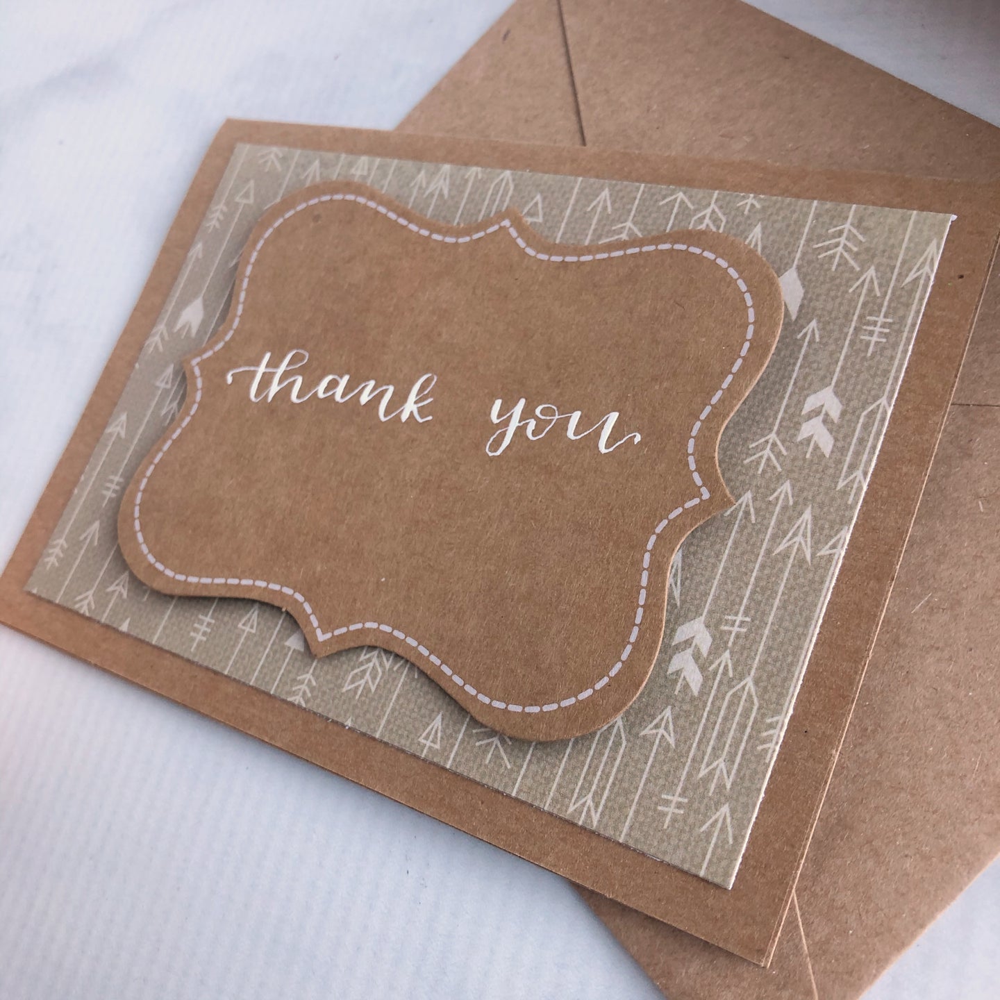Thank You Card - Tan Arrows