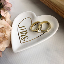 Load image into Gallery viewer, IMPERFECT Mrs Heart Shaped Ring Dish
