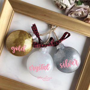 Custom The "Last Names" Holiday Glitter Ornament - Made to Order