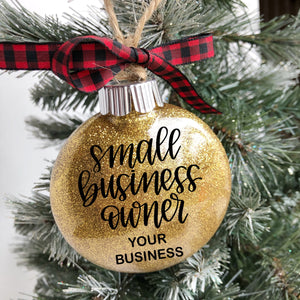Custom Small Business Owner Holiday Glitter Ornament - Made to Order