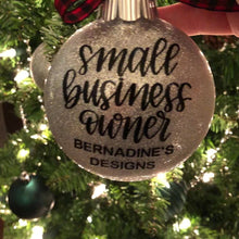 Load and play video in Gallery viewer, Custom Small Business Owner Holiday Glitter Ornament - Made to Order
