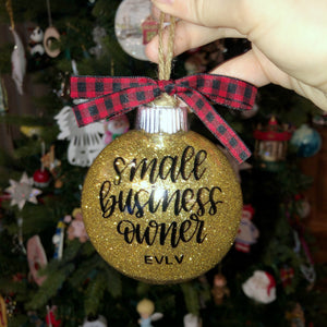 Custom Small Business Owner Holiday Glitter Ornament - Made to Order