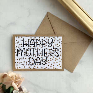 Happy Mother's Day Card - Print - Gold Dots