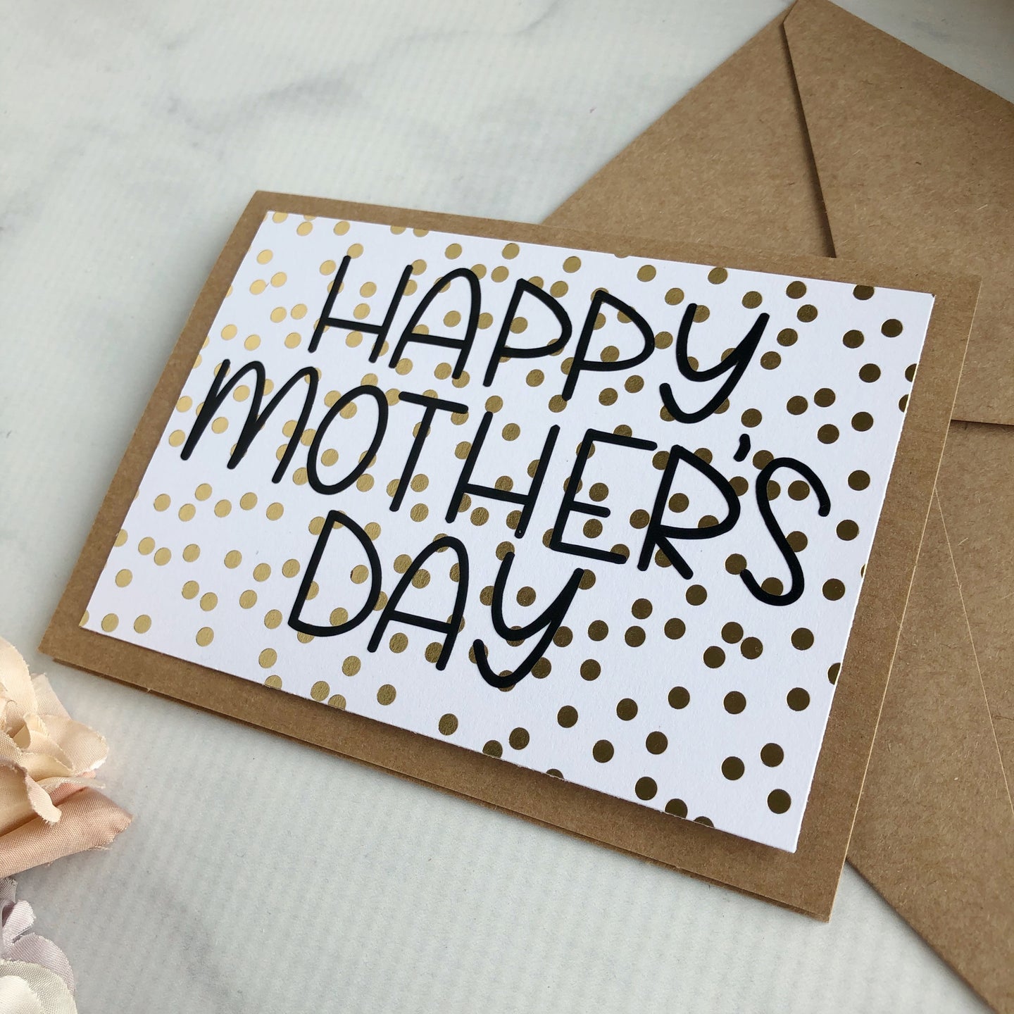 Happy Mother's Day Card - Print - Gold Dots