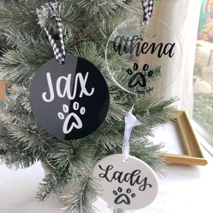 Custom Dog Name Holiday Ornament - Made to Order